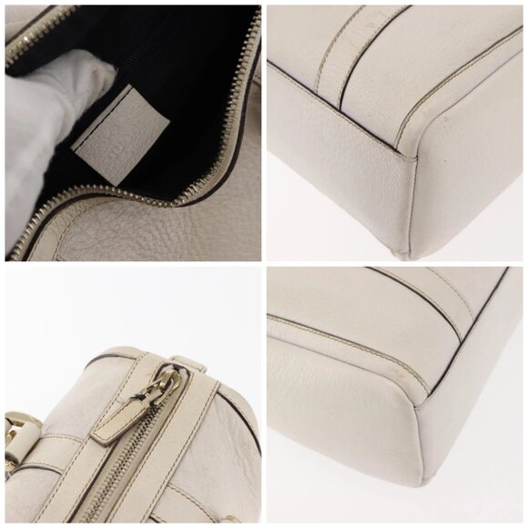 GUCCI Mini Abbey Boston Bag Leather White Gold - Picture 12 of 15
